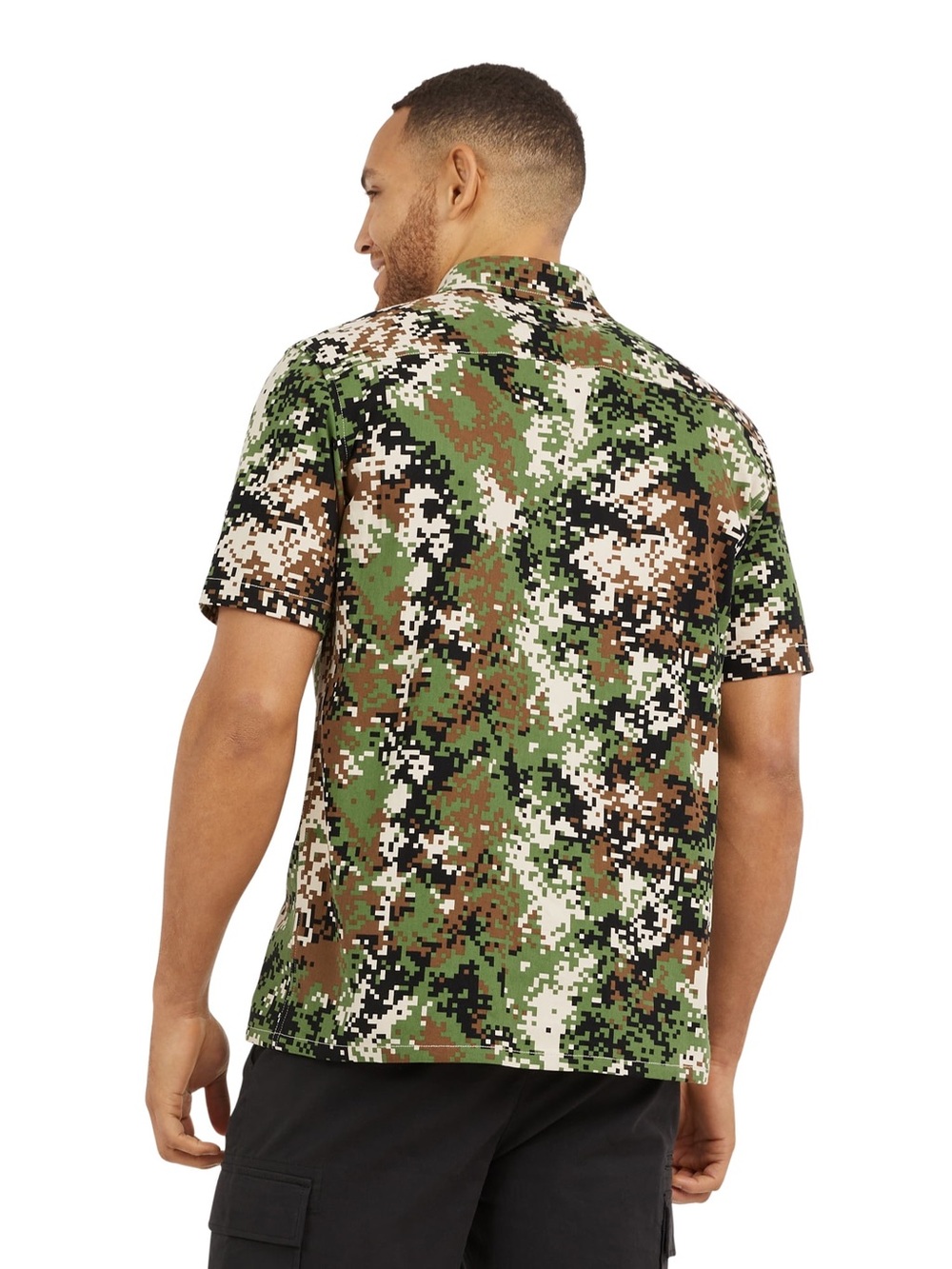 Men's Short Sleeve Button-Up Shirt - Green Digital Camo - Dogg Supply - Picture 2 of 6